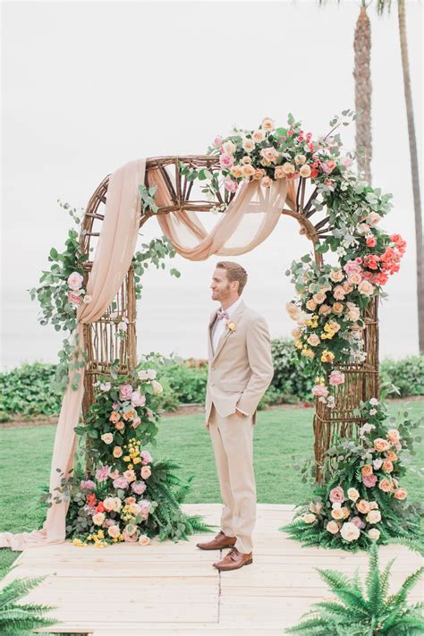 we re california dreaming over this colorful oceanfront wedding beach wedding decorations