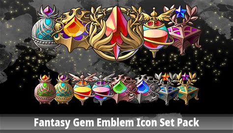 Fantasy Gem Emblem Icon Set Pack Gamedev Market