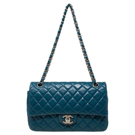 Chanel Timeless Shoulder Bag In Blue Leather At 1stdibs