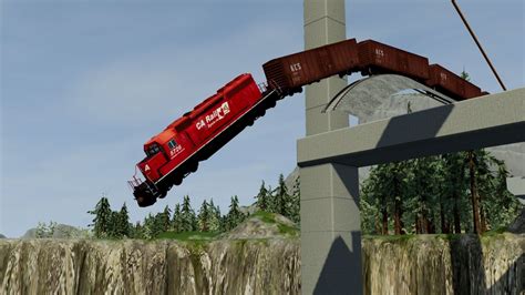 Trains Vs Cliff Crashes 5 Beamngdrive Beamng High Speed Youtube