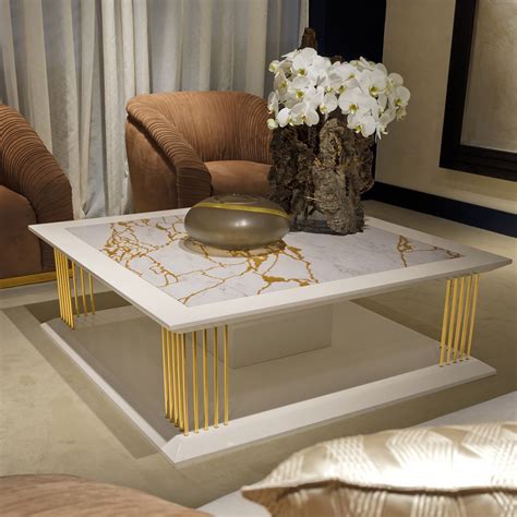 Modern Marble Gold Square Coffee Table Coffee Table Square Coffee
