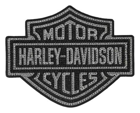 Harley Davidson Rhinestone Stud Bar And Shield Emblem Patch Metallic