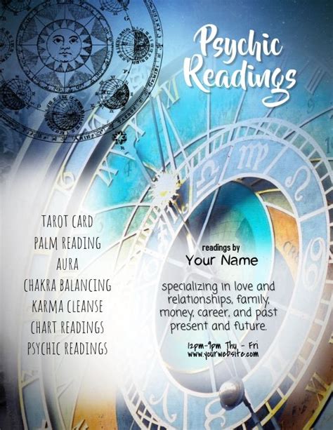 Psychic Psychic Reading Astrology Flyer In 2020 How To Memorize