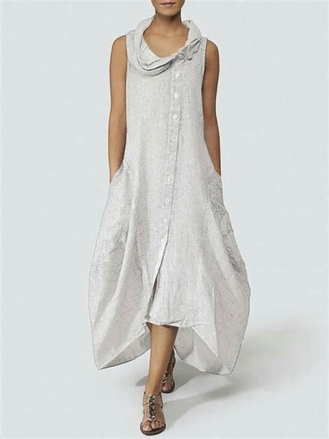 Women Summer Weaving Dress Cocoon Daily Paneled Solid Weaving Dress