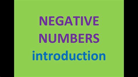Negative Numbers Introduction Youtube