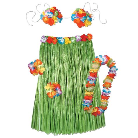 Pack Of 6 Tropical Island Child Sized Hawaiian Hula Dancer Costume Sets