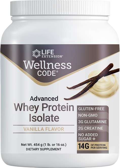 Wellness Code® Advanced Whey Protein Isolate 454 Grams 1 Lb Or 16 Oz