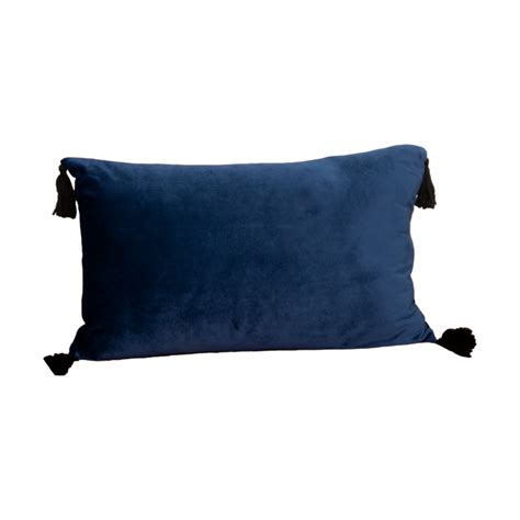 Blue Velvet Tassel Boudoir Cushion Cover 30 X 50 Cm House Of Altair