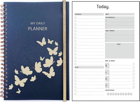 A5 Undated Daily Planner With Meal To Do List Schedule Pocket Extra