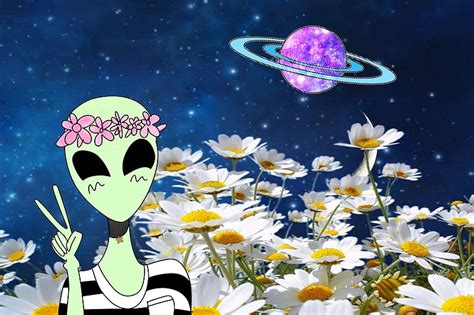 Alien With Flowers Galaxy Saturn Hd Wallpaper Peakpx