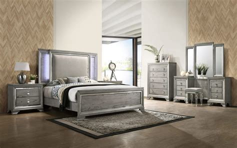B474 K Light Grey 6 Piece Bedroom Set And Vanity Luchy Amor Furniture
