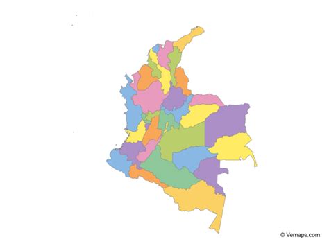 Outline Map Of Colombia With Departments Free Vector Maps