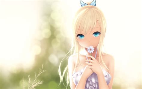 Hintergrundbilder Blond Blumen Lange Haare Anime M Dchen Blaue