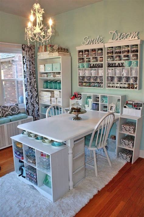 Put ribbon through so that when you roll it up, you can hold the fabric out of the way. 40 Ideas To Organize Your Craft Room In The Best Way ...