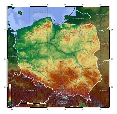 large physical map of poland poland europe mapsland maps of the riset