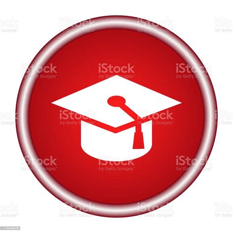 Graduation Cap Icon Vector Illustration Flat Design Style Stock