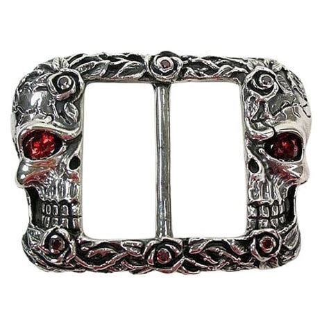 Sterling Silver Skull And Rose Biker Belt Buckle Jewelry