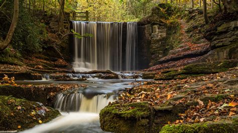 Download Wallpaper 3840x2160 England Wales Waterfall River Trees