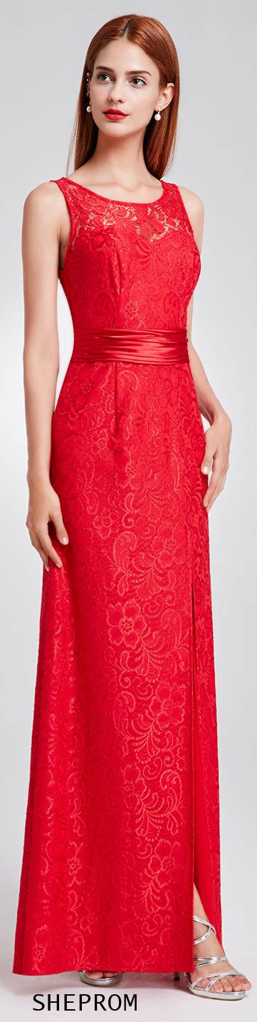 Long Red Lace Sleeveless Prom Dress Formal Evening Dresses Dresses Prom Dresses Sleeveless