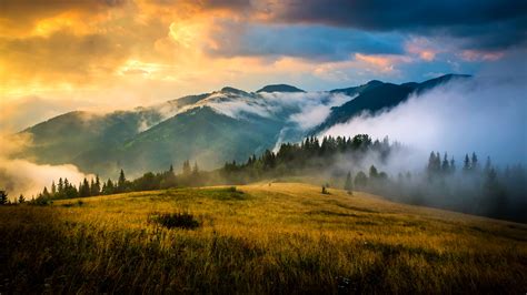Pictures Carpathians Ukraine Nature Mountains Sky Sunrises