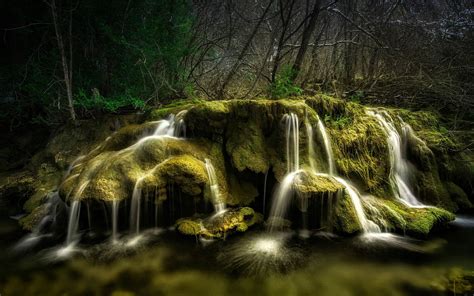 Rocky Forest Waterfall Hd Wallpaper Background Image 2560x1600 Id