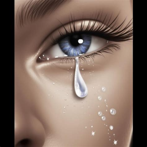 Hay Una Foto De Una Muñeca Llorando Con Una Lágrima De Lágrimas