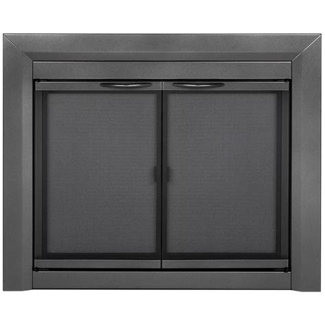 Pleasant Hearth Craton Black Fireplace Glass Firescreen Doors Medium