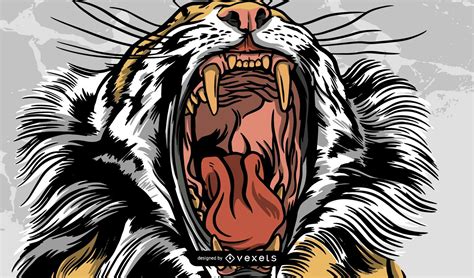Roaring Tiger Illustration Design Vector Download