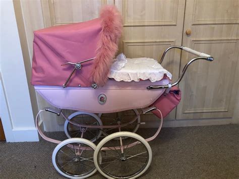 Silver Cross Dolls Bodied Pink Coach Built Pram With Fur In Bawtry