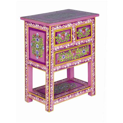 Hand Painted Cabinet 3 Drawers Furniture Multi Karma Living