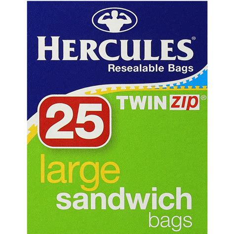 Hercules Click Zip Sandwich Bags Large Resealable Twin 25pk Woolworths