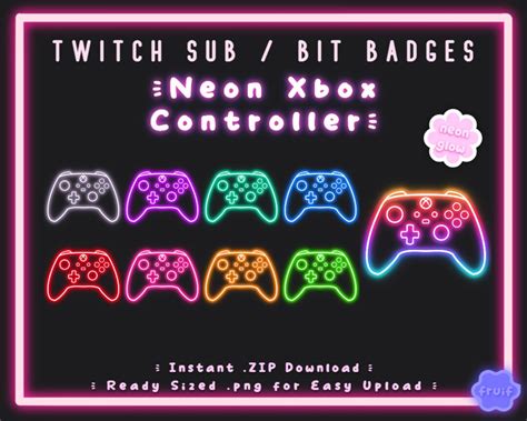 10 Subbit Twitch Badges Neon Xbox Controller Instant Etsy