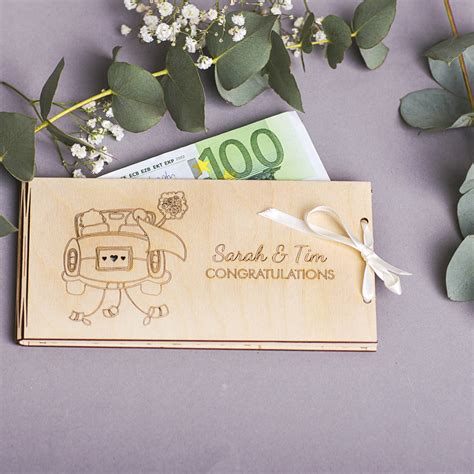 Personalised Honeymoon Wooden Money T Envelopes By Natural T