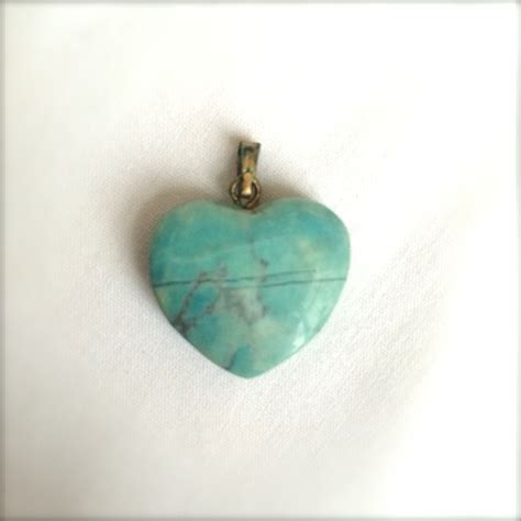 Turquoise Stone Heart Pendant By Ellasatticvintage On Etsy Stone