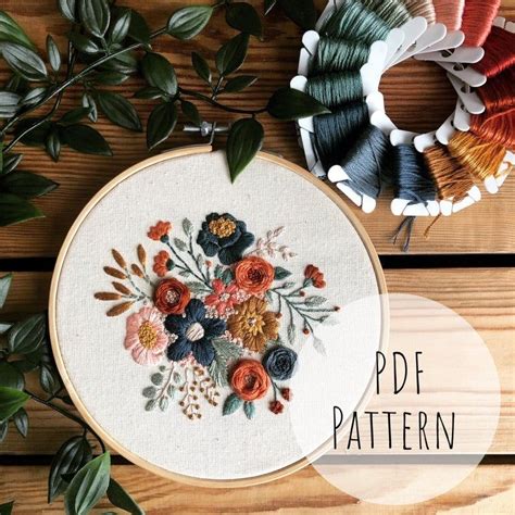 Digital Embroidery Patterns Embroidery Hoop Art Embroidery Flowers