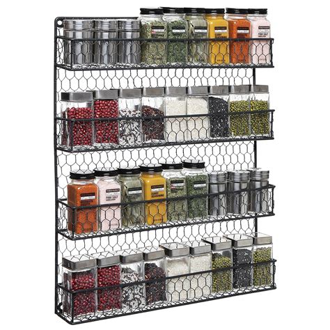Buy Myt 4 Tier Black Chicken Wire Spice Rack Wall Organizer Pantry