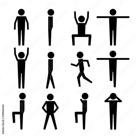 Human Action Poses Postures Stick Figure Pictogram Icons Obrazy