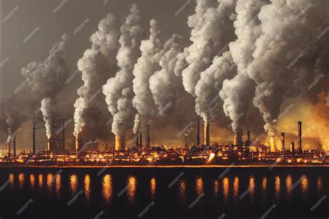 Ilustração De Uma Fábrica Industrial Emitindo Gases Tóxicos Que