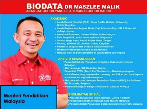 A cloudy day for democracy in malaysia. Biodata Dr Maszlee Malik Menteri Pendidikan Malaysia