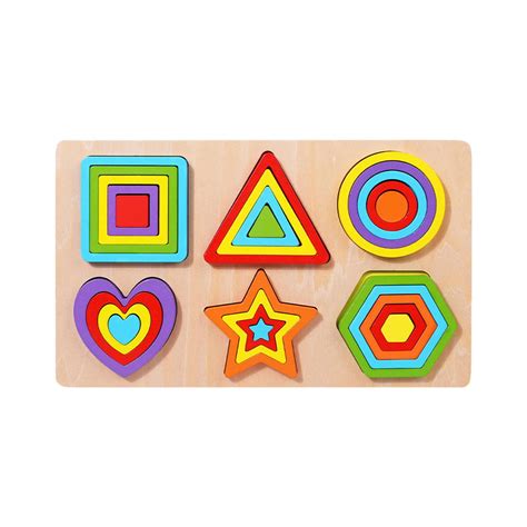 Wooden Preschool Shape Puzzle Geometric Matching Toys Toddler