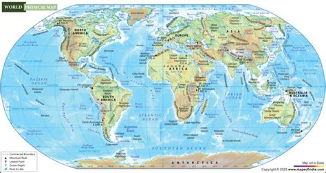 Large Physical Map Of World