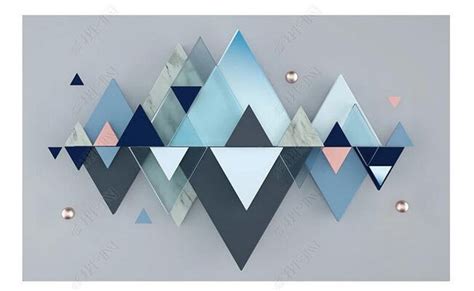 Simple Geometry Triangle Wallpaper Blue Geometry Wall Murals Etsy