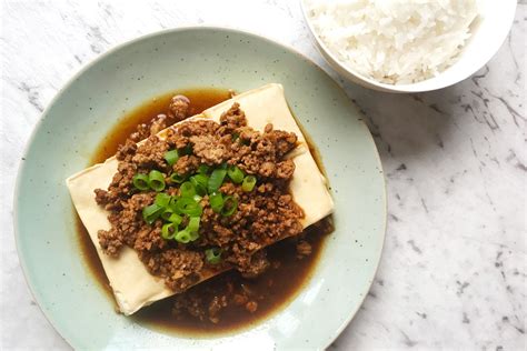 Steamed Tofu Topped With Minced Meat Asian Inspirations
