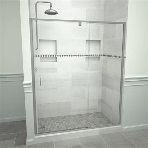 tile redi redi swing 5100 48 in w x 72 in h framed pivot shower door in brushed nickel with