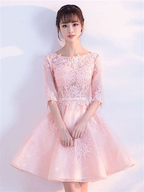 New styles designed with you in mind. Soft Pink Homecoming Dress lace Applique Short Prom ...