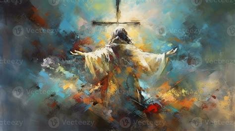 Jesus Christ Oil Painting Poster In Abstract Art Style 23501875 Stock