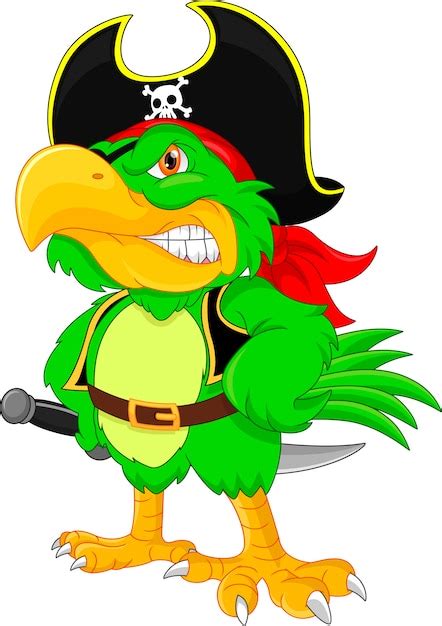Premium Vector Pirate Parrot Cartoon