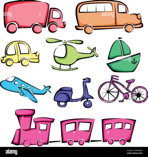 Eine Vektor Illustration Von Einen Anderen Transport Fahrzeuge Symbole