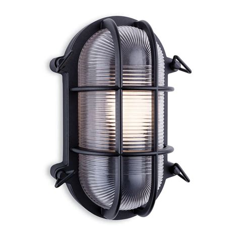 Turin Ip65 Black Bulkhead Oval Outdoor Wall Light 2824bk The Lighting