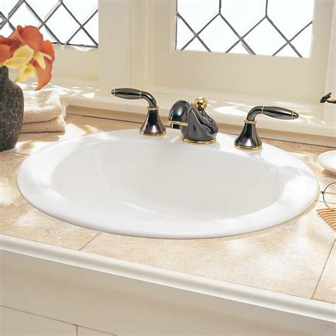 I'd been reading plenty of stainless steel sink reviews so i. American Standard Rondalyn Ceramic Circular Drop-In Bathroom Sink with Overflow & Reviews ...